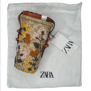 Zara Raffia Floral Mini Crossbody Bag NWOT
